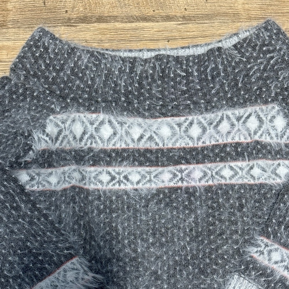 Sleeping On Snow Anthropologie Gray White Wool Blend Sweater‎ Women Medium Shirt - Picture 3 of 10